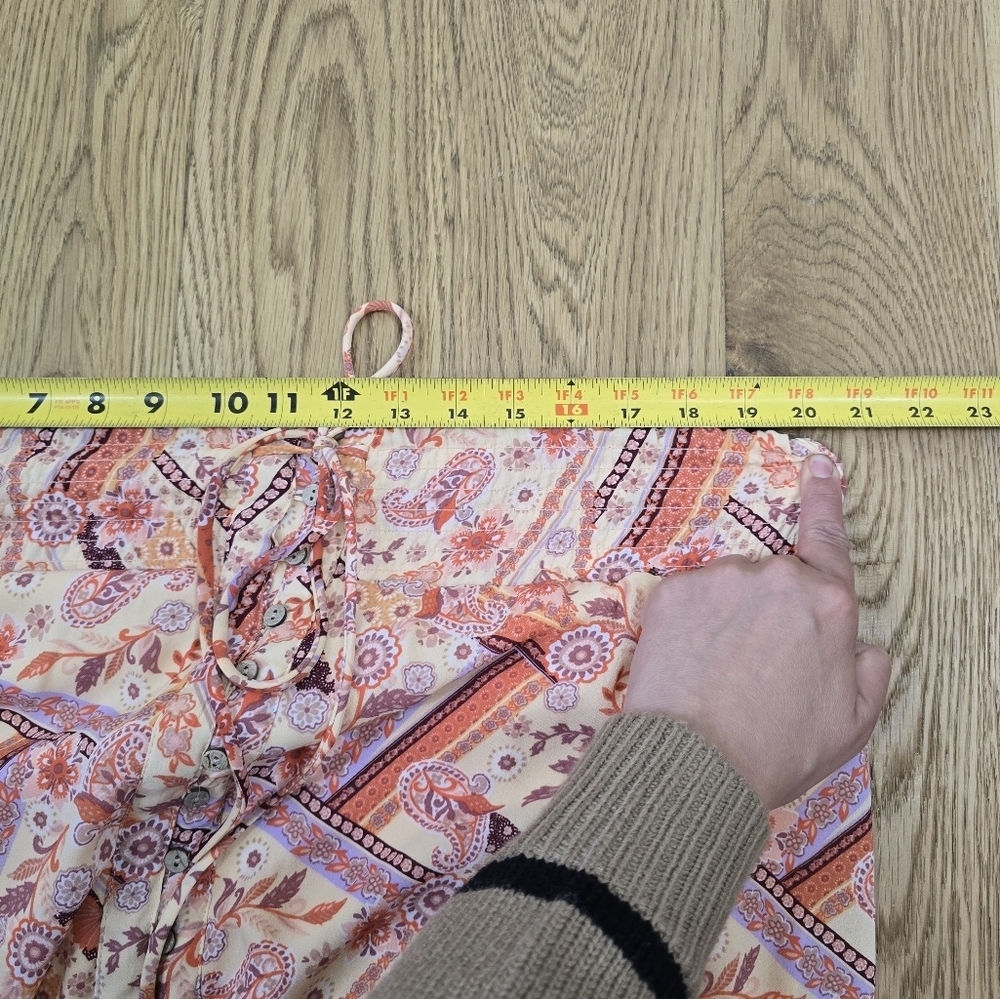 Willow and Root Floral Paisley Patchwork Print Maxi High Low Flutter Skirt Large - Picture 4 of 10